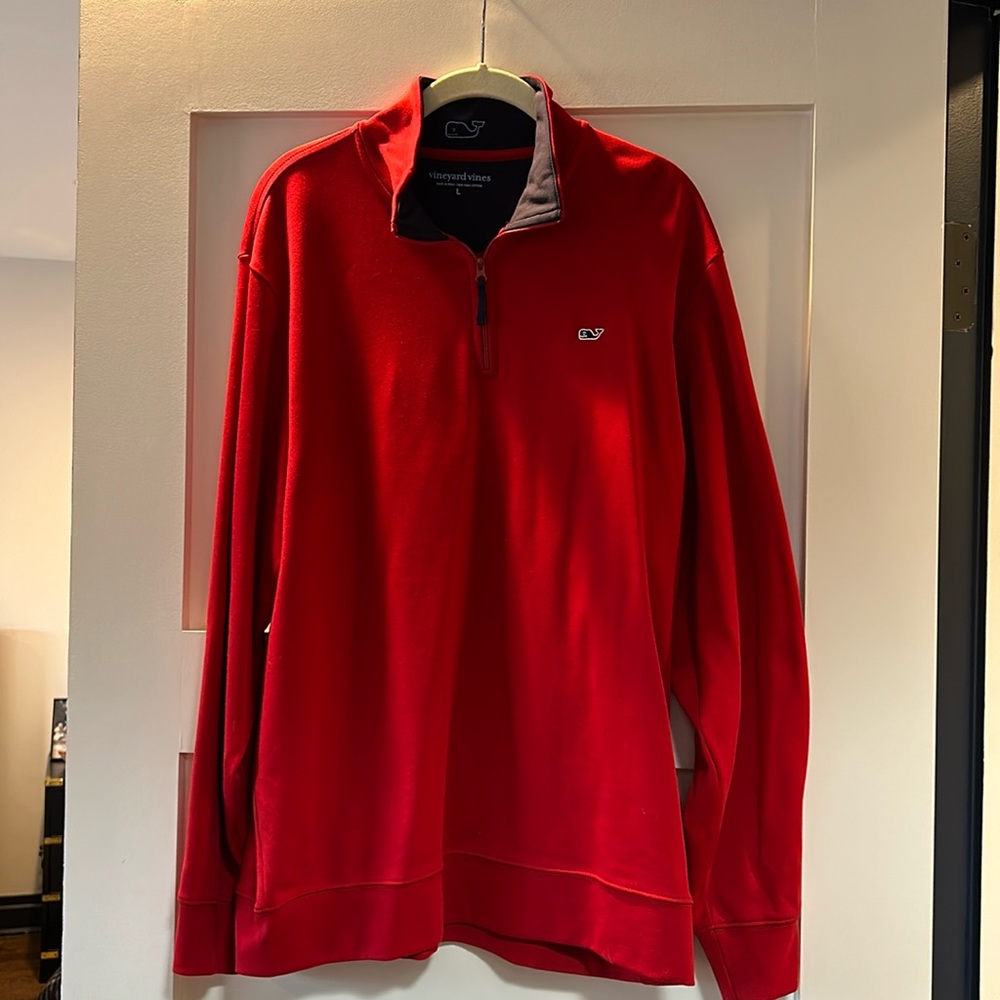 Vineyard Vines Men’s Large Red 100% Pima Cotton 1/4 zip